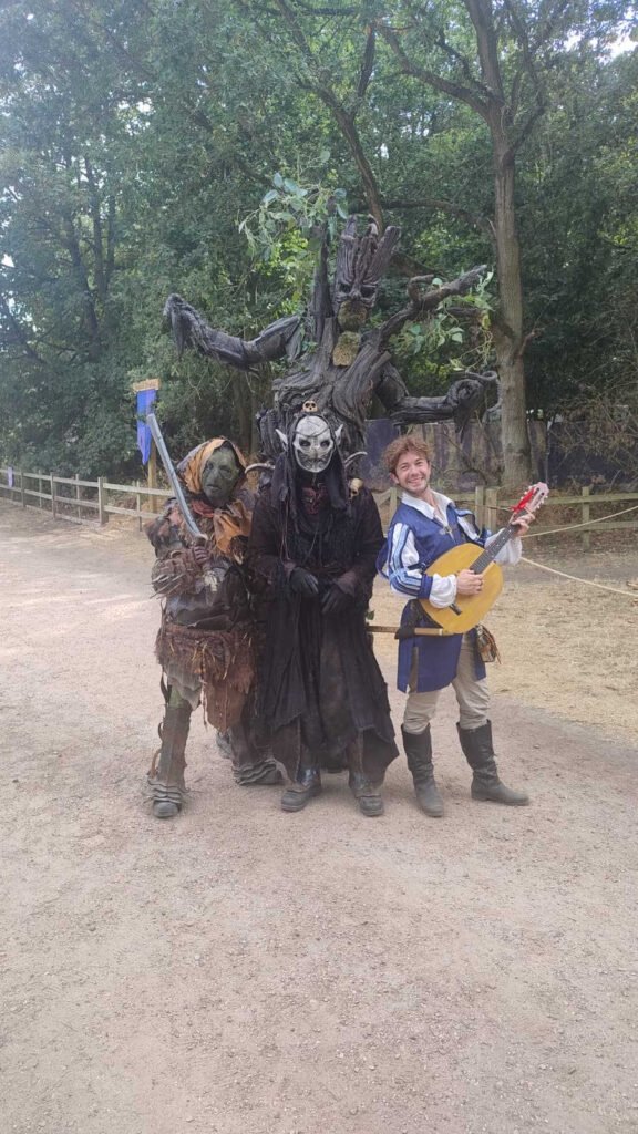 walkabout artists dressed as orcs, a stilt walking tree and a bard