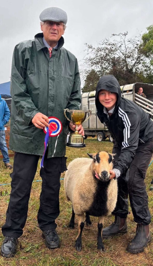 Best hunter trophy winner with his sheep at Berriew Show